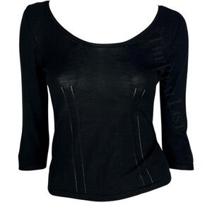 2001 Gucci by Tom Ford Stretch Knit Black Semi-Sheer Cropped Sweater Top xs